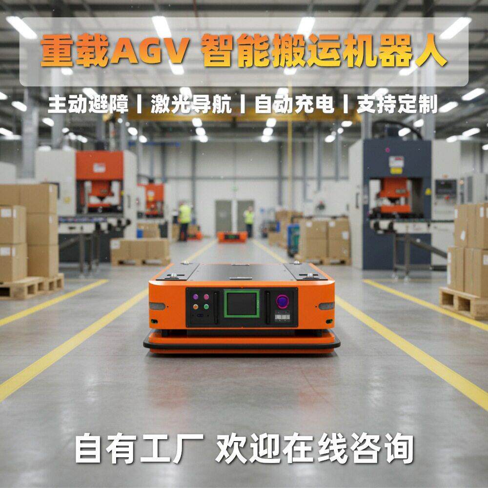 智能重载AGV无轨道电动地平车液压升降工业顶升式电动平板搬运车