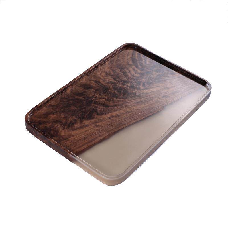 胡桃木树脂托盘茶盘圆盘方形椭圆围炉茶点盘家用创意茶盘便捷配件