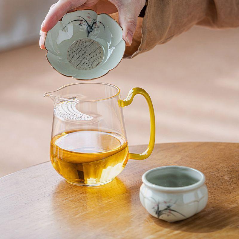 坊玻璃公道杯大号月牙带过滤一体绿茶分茶器高端茶海