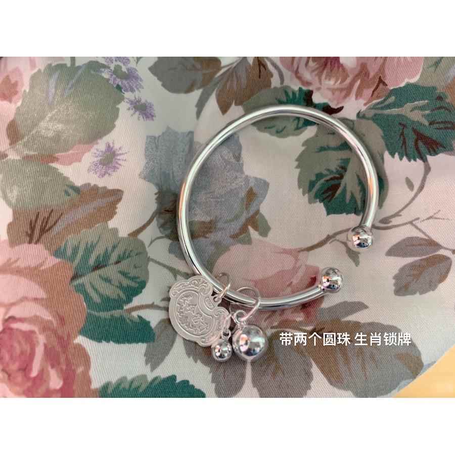 高档酱自制 变复纯古银手镯本命年生肖锁不色纯银手镯珠珠猫手链