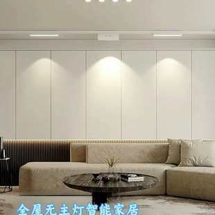 极简白色LED无主灯加厚明装 夹板线性轨道灯 智能磁吸轨道灯槽暗装