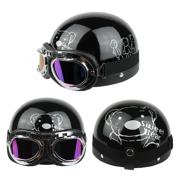 高档电动车头盔 复古版哈雷皮盔半太子春夏秋季冬四半覆式盔男韩