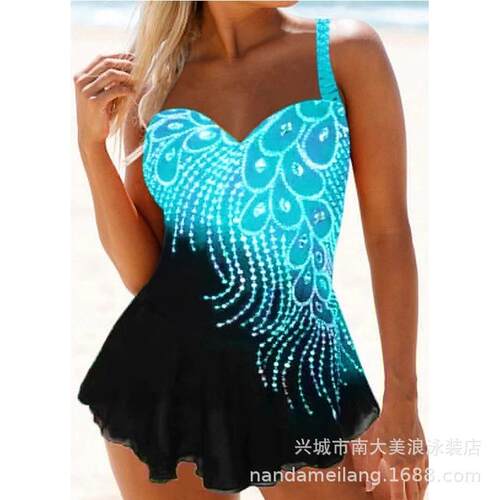 Women's plus size swimsuit, women's phoenix tail printed