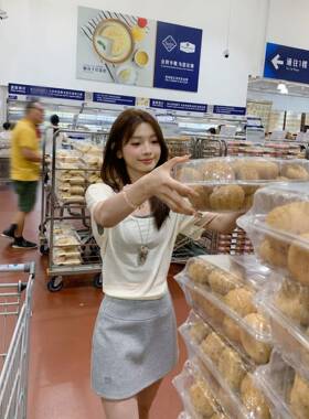 切糕自制小个子夏季裙子女设计感灰色短款a字裙新款半身裙短裙