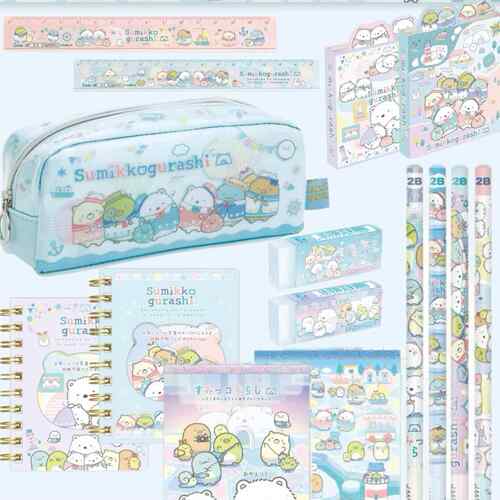 日本正版北极熊文具套装铅笔盒橡皮擦尺子学生可爱信纸笔袋笔记本