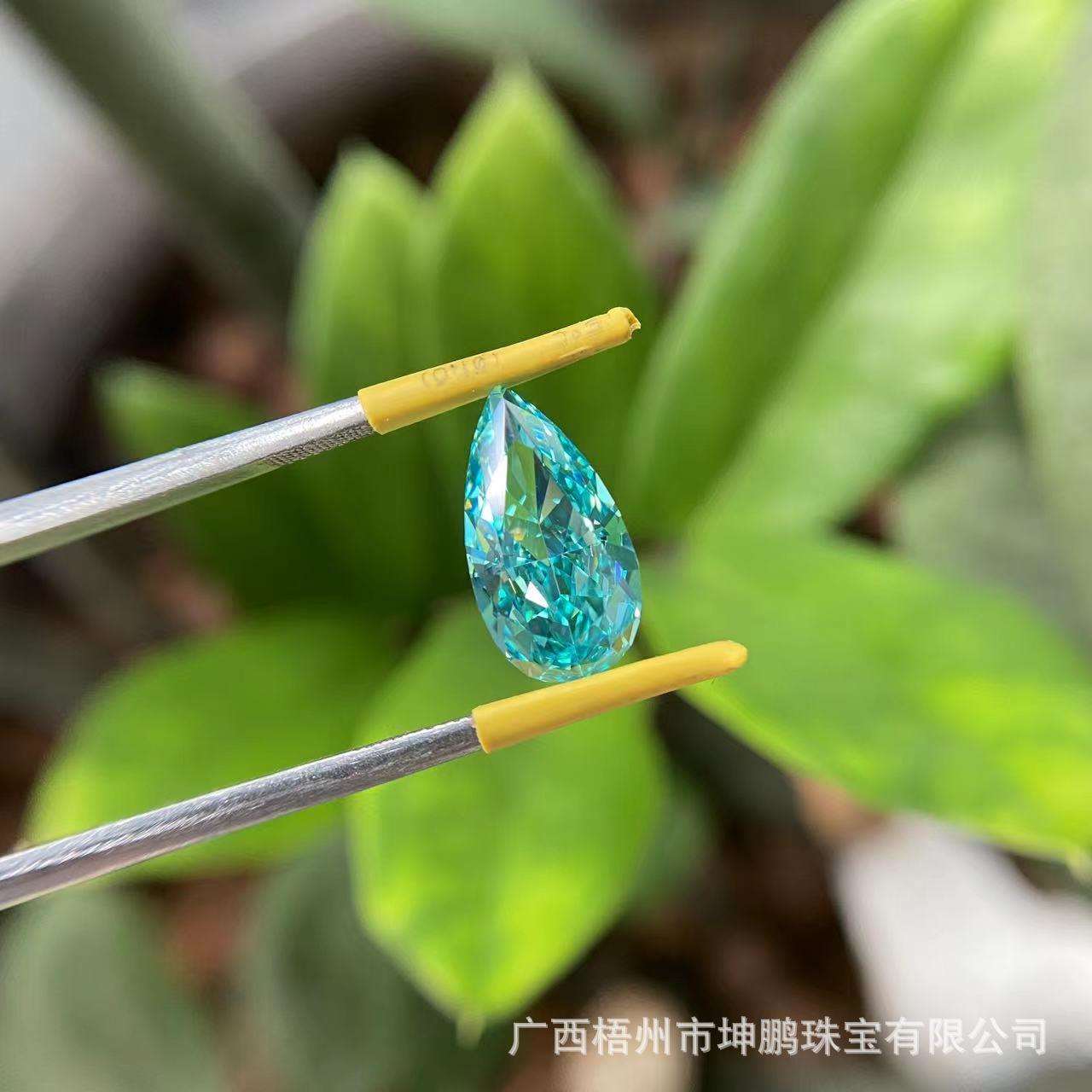 源头工厂帕拉伊巴霓虹蓝水滴形 8A+冰花切工艺蓝绿色梨形戒面裸石