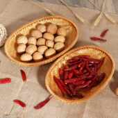 手工农家用竹编织品簸箕晾晒托盘水果茶点篮椭圆形果竹盘沥水筛