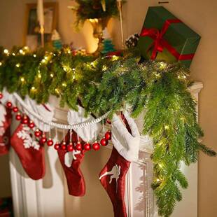 奇镒圣诞节装饰品松针柏叶松树藤条感楼梯壁挂餐桌氛围门挂