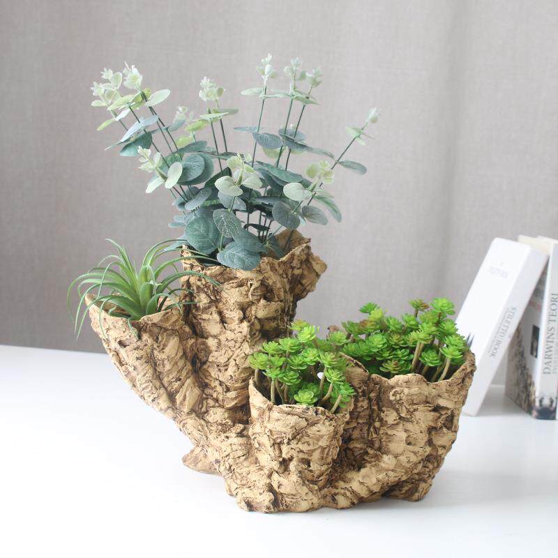 创意四孔植物花盆 仿树根树脂花盆 家庭园艺多肉拼盆花盆 厂家