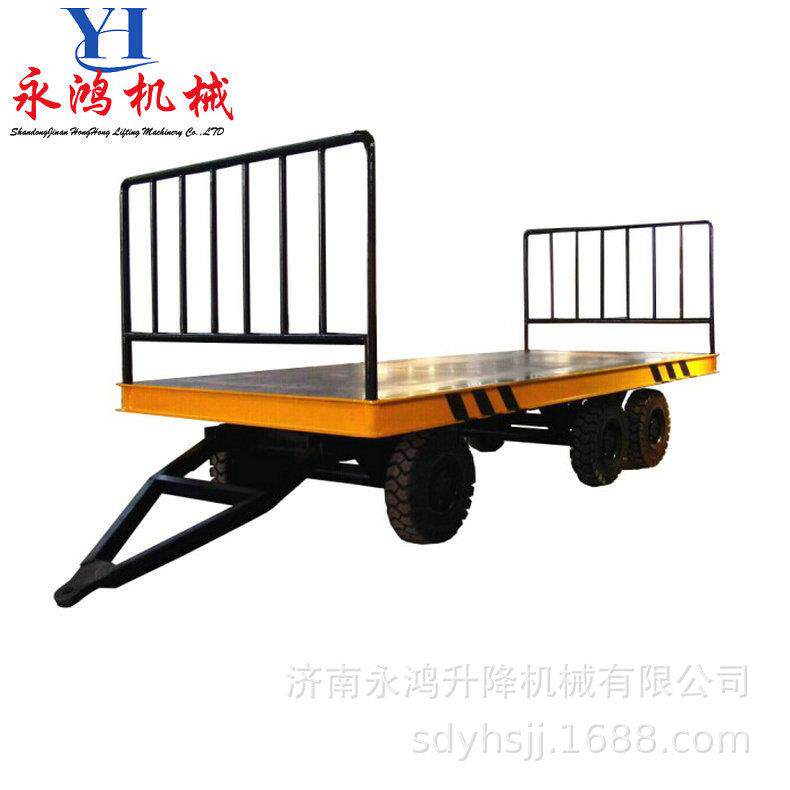 厂区转运平板车厂家托运工具四轮平板拖车牵引式平板拖车搬运车