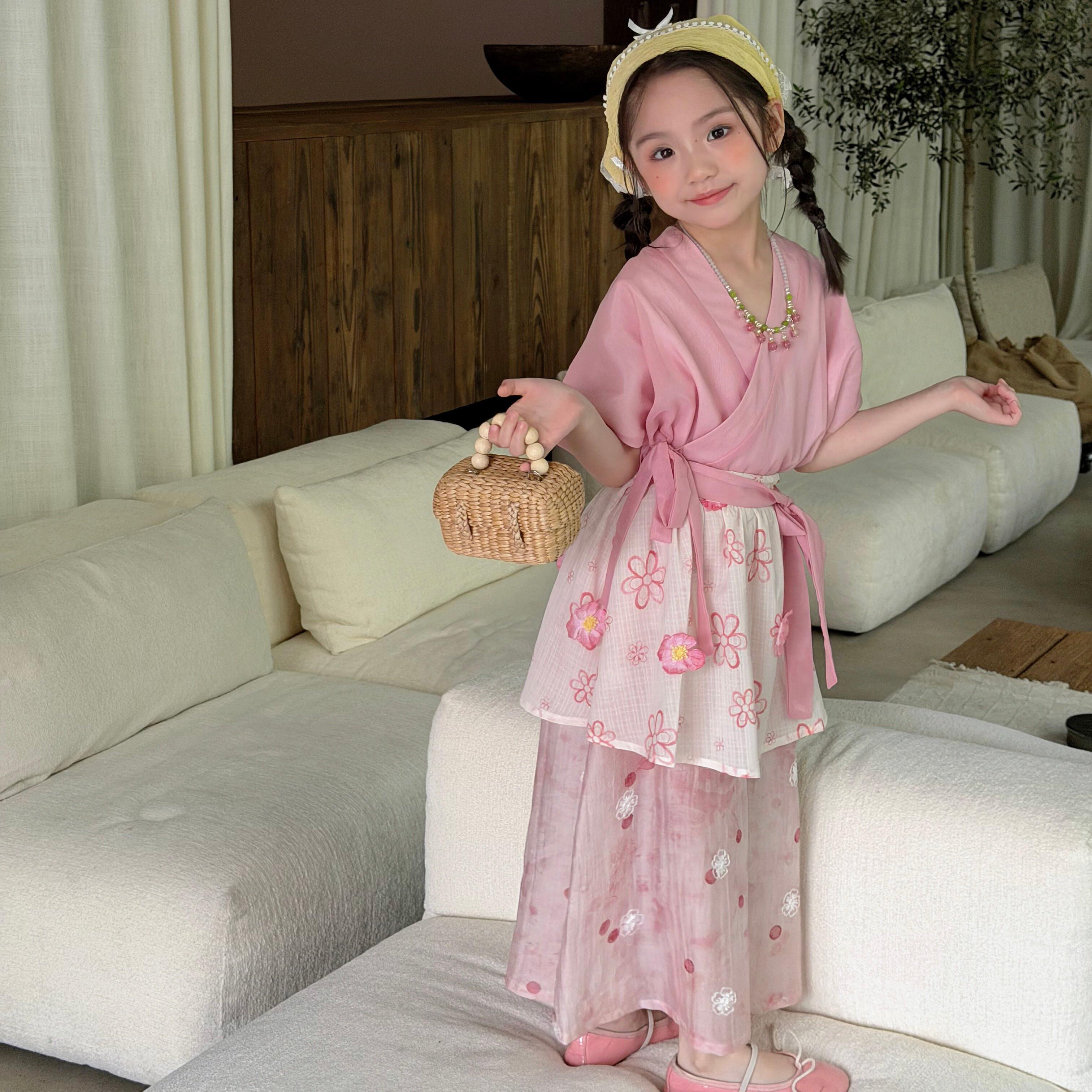 汉服女童2026新款夏季小女孩国风改良宋制古装新中式汉服裤子套装