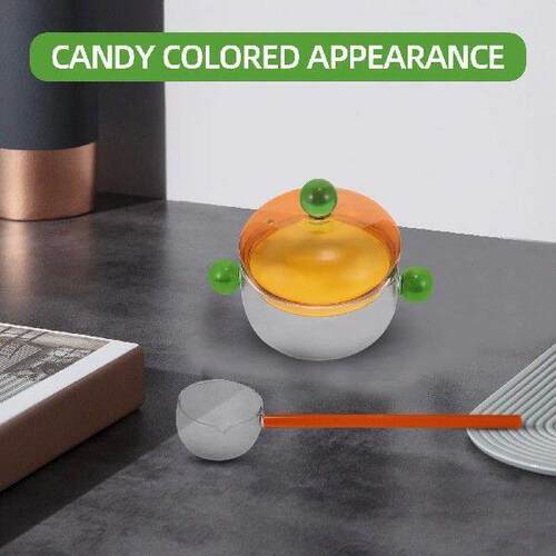 1 Set Glass Bowl with Spoon Transparent Cooking Pot Lid