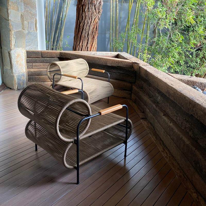 户外藤编沙发靠背桌椅组合室外庭院咖啡厅餐饮店名宿阳台单人藤椅