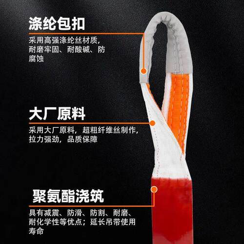 防割吊装带聚氨酯双扣橡胶加厚扁平工业起重吊车耐磨专用国标耐用