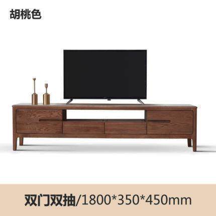 高档北欧风全实黑木电视柜红橡木户电视机柜胡桃木简色地柜约日式
