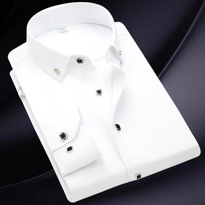 Men's Slim-Fit Fitted Long Sleeve Collared Shirt, Lightweigh