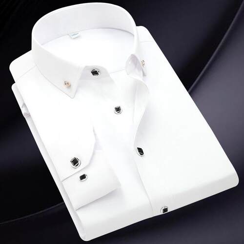 Men's Slim-Fit Fitted Long Sleeve Collared Shirt, Lightweigh