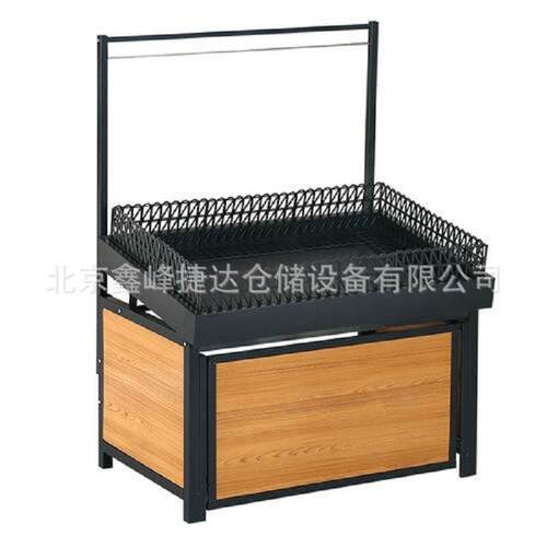 商场超市水果蔬菜生鲜架蔬果货架磨砂黑爆花银钢木水果蔬菜货柜