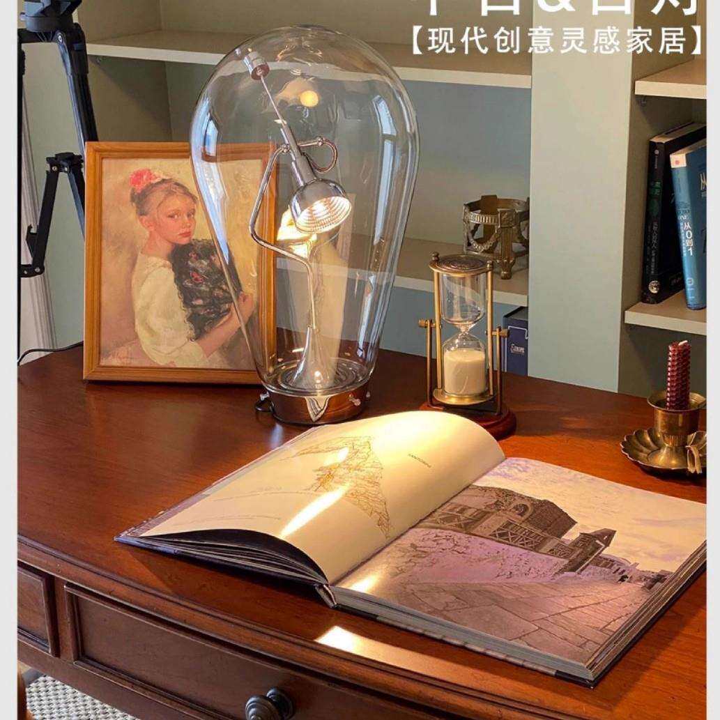 美式工业复古风玻璃台灯创意个性时尚卧室床头高级感摆件台灯