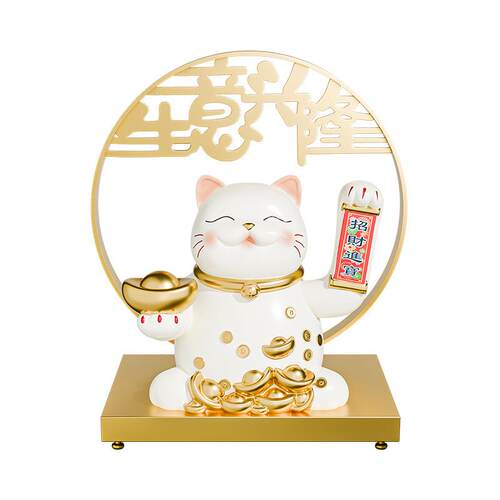 贝汉美新中式电动摇手招财猫前台摆件软装家居玄关客厅桌面装饰品