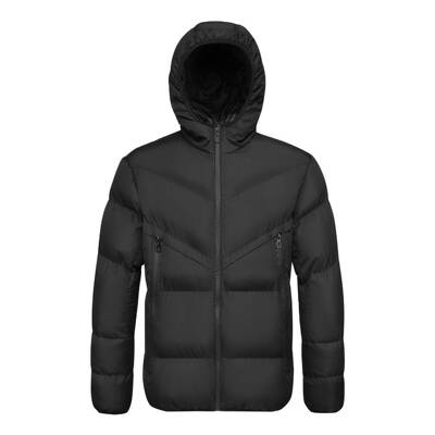 High Level Men'S Black Insulated Puffer Coat, Menswear Long