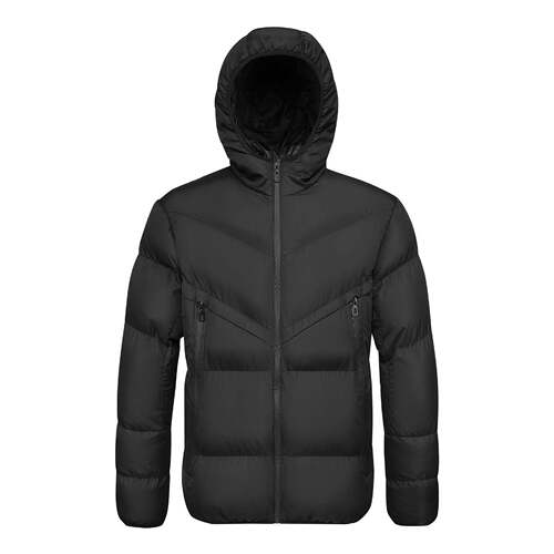 High Level Men'S Black Insulated Puffer Coat, Menswear Long