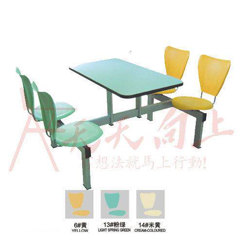 简易多人位餐桌椅工厂食堂连体饭桌椅组合防火板户外快餐小吃桌椅