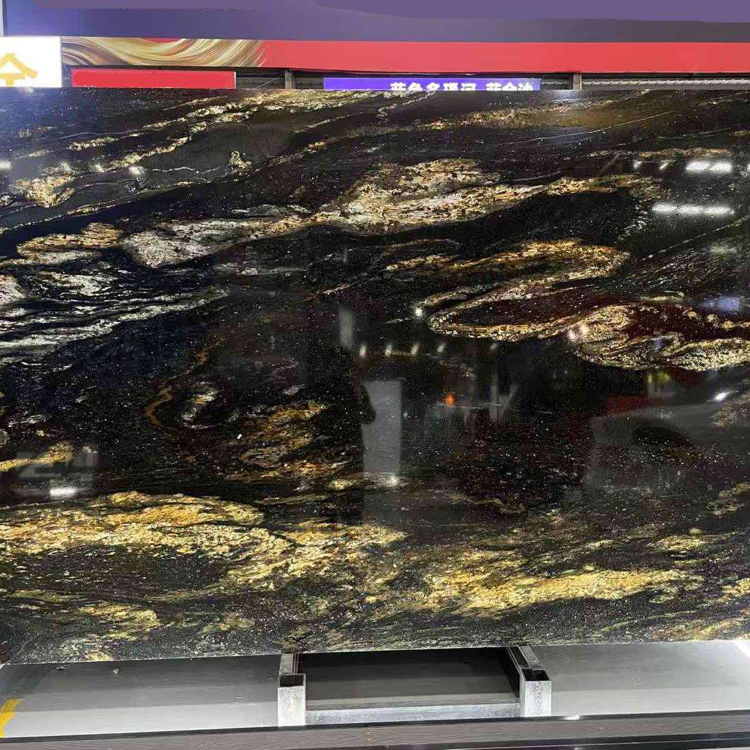 黑金刚大理石奢石玄关墙面装饰 轻奢石材桌面餐台面板大理石