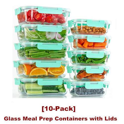 Glass Meal Prep Containers Food Storage Airtight Lunch