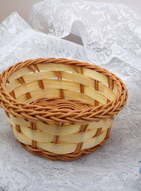 厂家迷你竹编篮子水果糖果零食小篮子编织收纳篮子盆栽篮