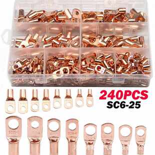 爆款AWG美规铜鼻子金色SC窥口裸端子240pcs盒装HS-50B压线钳