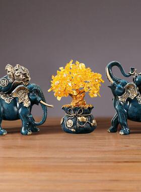 新款泰象国设大树脂摆招财象客厅电视摆柜玄关家居工艺品装饰品件