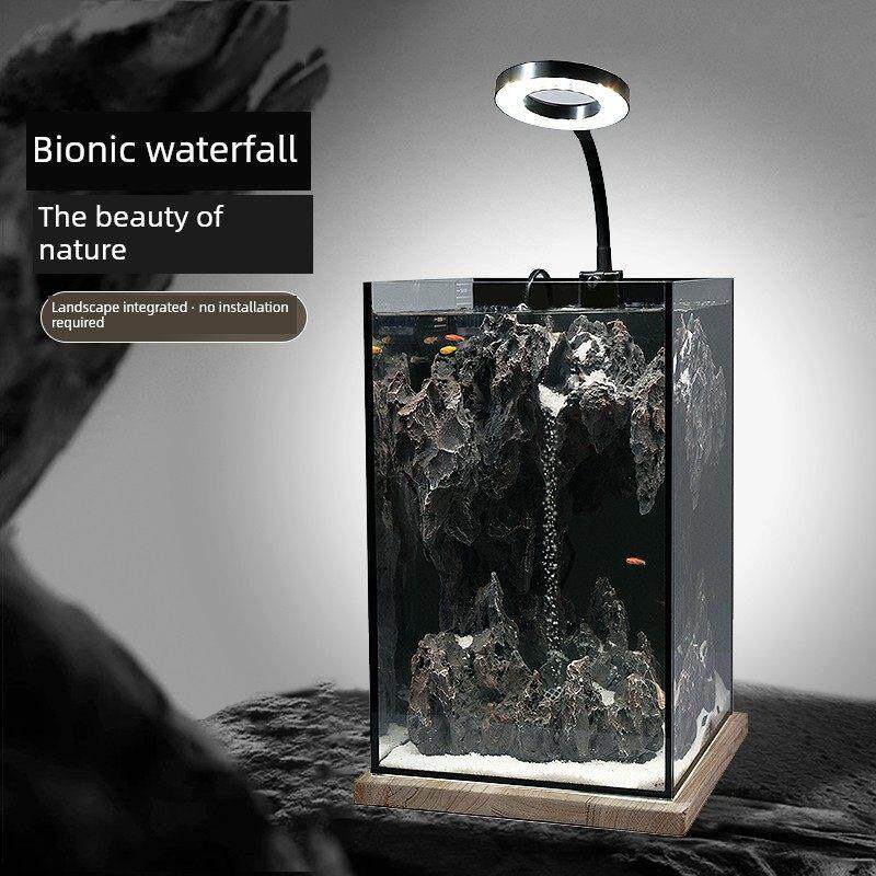 流沙瀑布景观鱼缸瀑布水族装饰品水力假山专用双涡轮水泵骨架胶