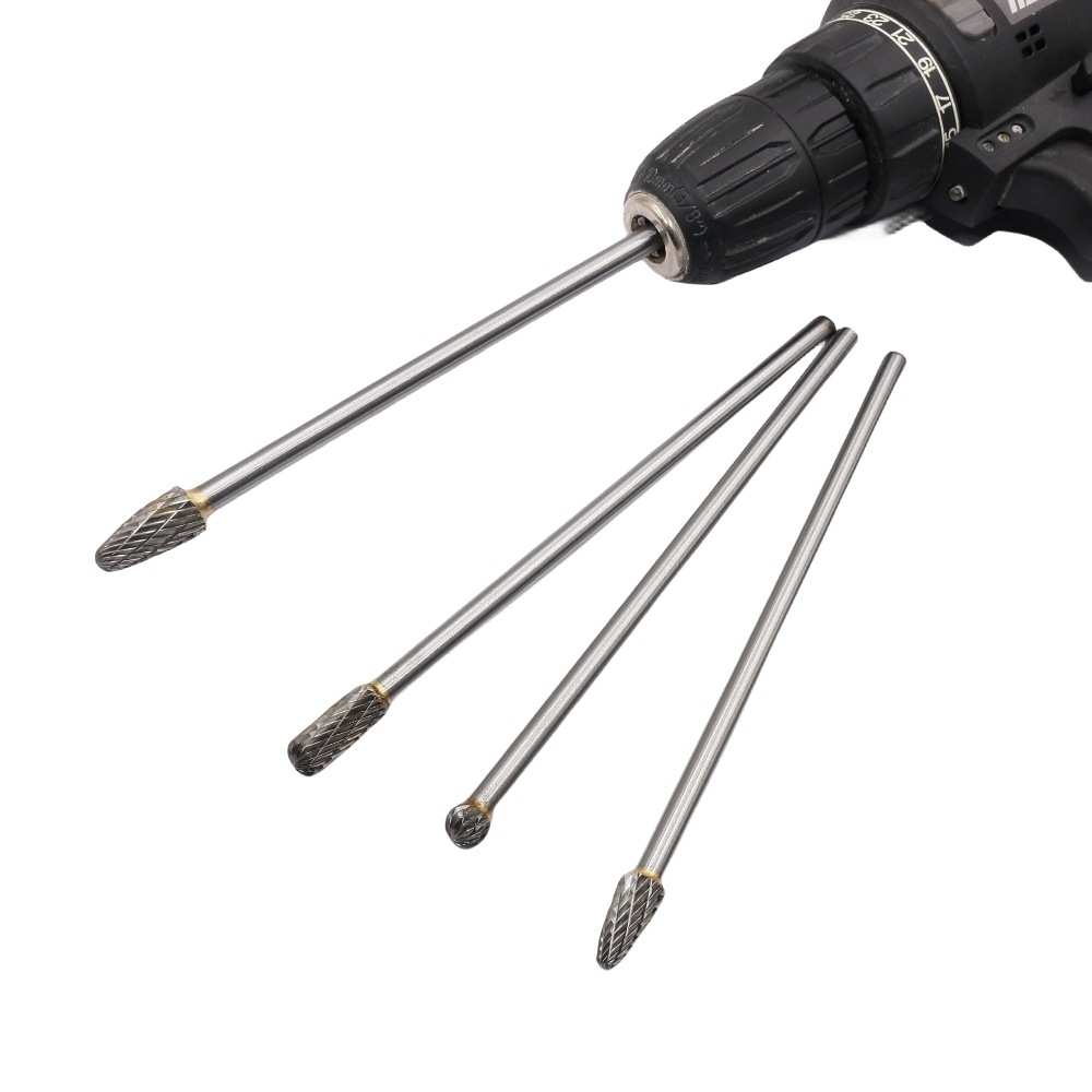 钨钢磨头硬质合金旋转锉4件套150-160mm钨钢磨头雕刻削磨铣刀