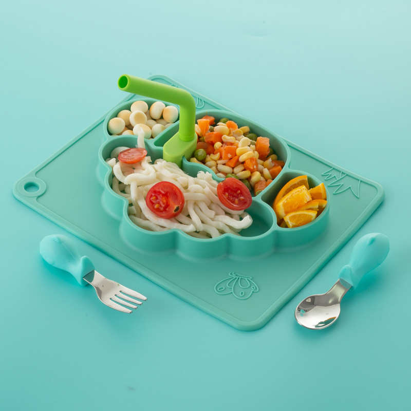 盘一体女孩进食自主食品级硅胶分格饭碗吃专用吸盘式男宝宝婴儿餐