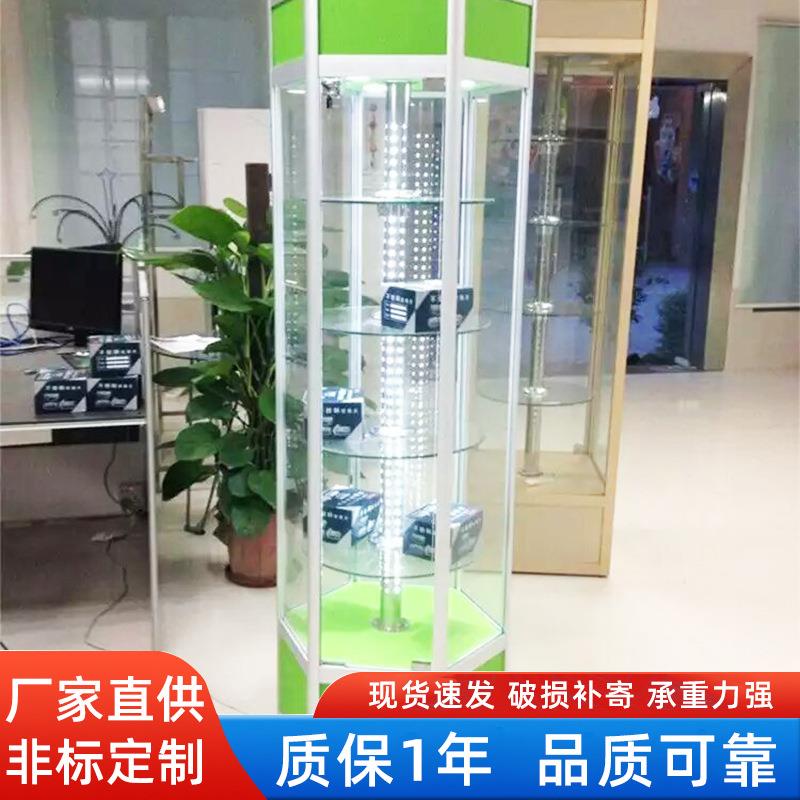 厂家直供电动旋转六角柜精品旋转展柜产品展示柜360度旋转