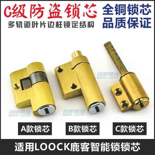 适用LOOCK鹿客锁芯智能锁指纹锁电子门锁应急钥匙锁带尾巴异形锁