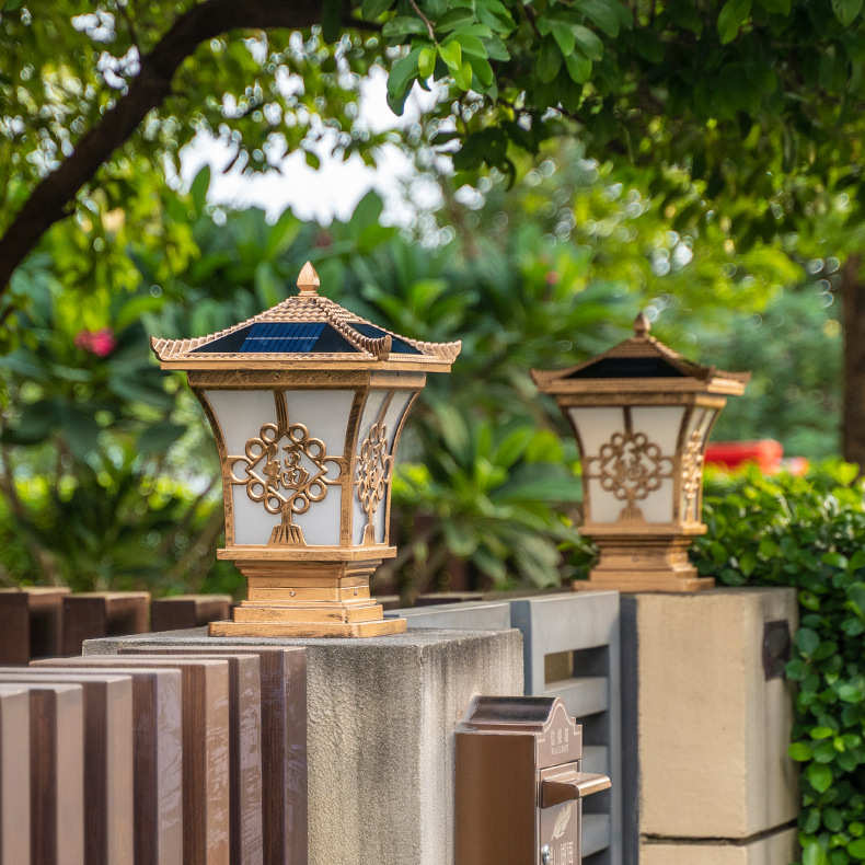 户外防水太阳能柱头灯庭院灯新农村别墅围墙建设古风大门柱围栏灯