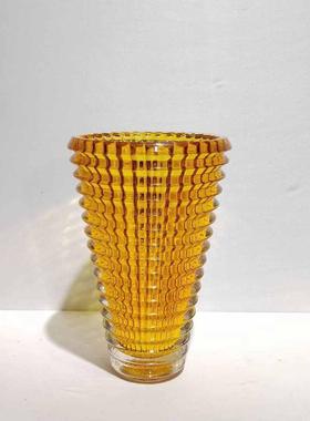 高级方口装饰品水晶家居样板房透明花瓶质感水晶摆件软梯形插花