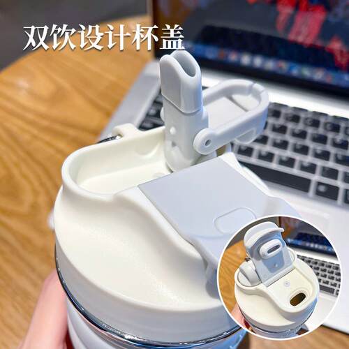 保温杯简约字母个性吸管保温杯