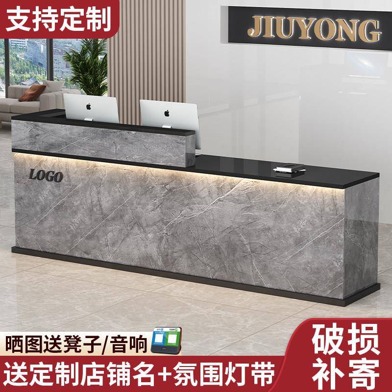 收银柜台柜台公司烤漆前台接待台美容院服装店小型收银柜台网红店图片