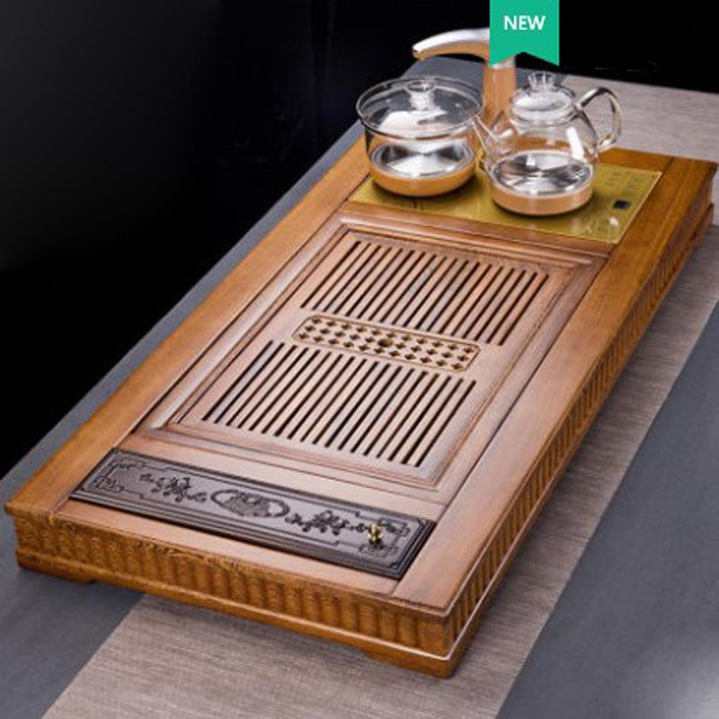 鸡翅木实木茶盘全自动电磁炉茶台大号整套功夫茶具套装家用四合一