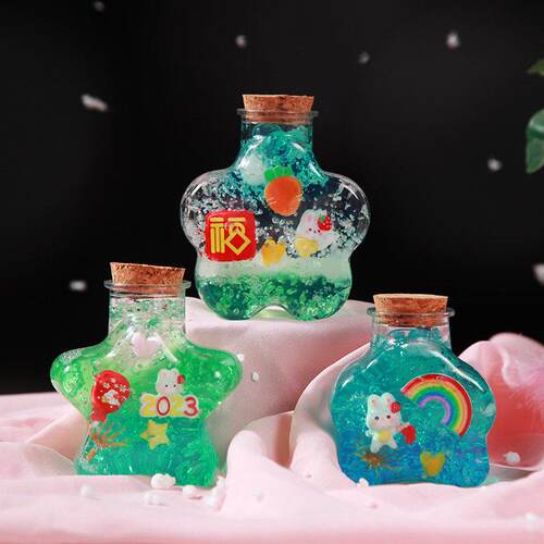 加厚PET塑料许愿 瓶星星水宝宝泡大珠手工材料漂流瓶精美小瓶子