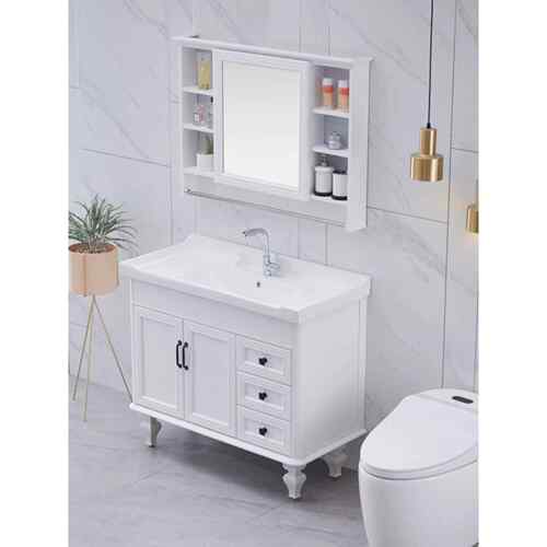 落地式脸盆柜组合浴室柜脸盆现代极简主义浴室脸盆镜柜