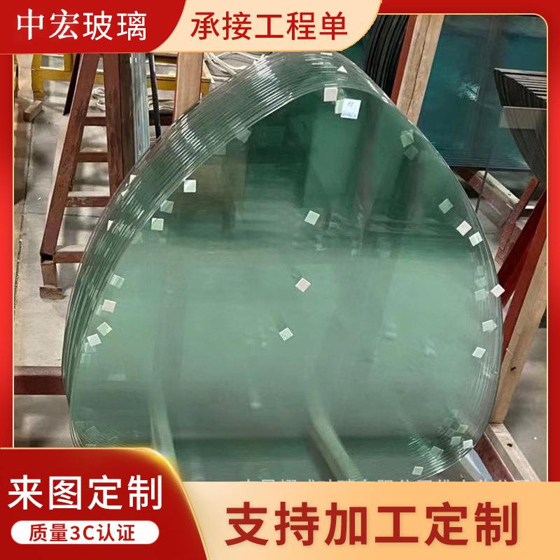 厂家异形钢化玻璃圆台面隔断玻璃餐桌磨砂玻璃