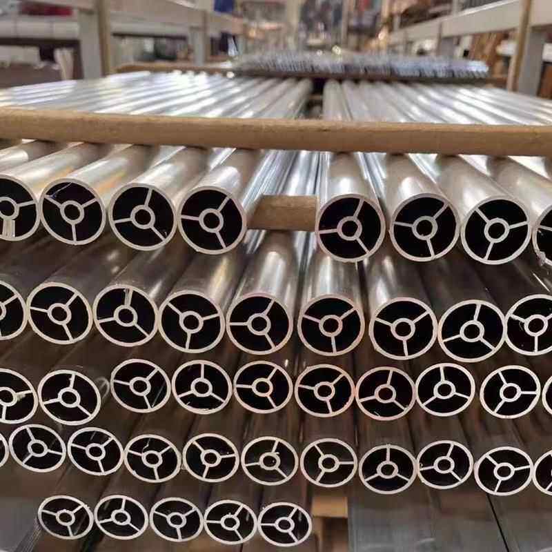 铝合金三叉管铝挤型材料三叉管加强筋圆管铝合金桌腿增高柱圆管三