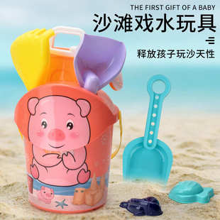 工具男女孩子戏水挖沙沙滩玩具大号四轮推车沙漏铲子 儿童玩沙套装