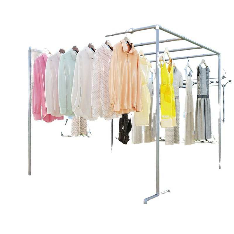 镀锌管晾衣架卧室落地晾衣架家用晒衣架服装展示架大型户外晒被架
