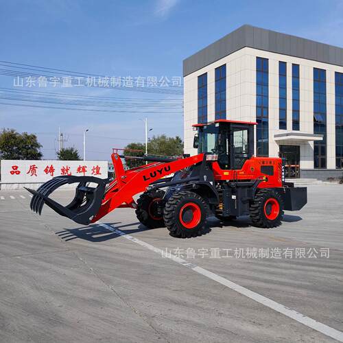 938靓丽中国红装载机抓草机农用养殖场各种物料的搬运和装卸