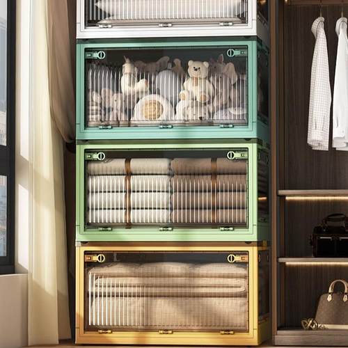 收纳箱家用衣柜衣物整理侧开透明塑料箱子折叠被子衣服储物箱伦才